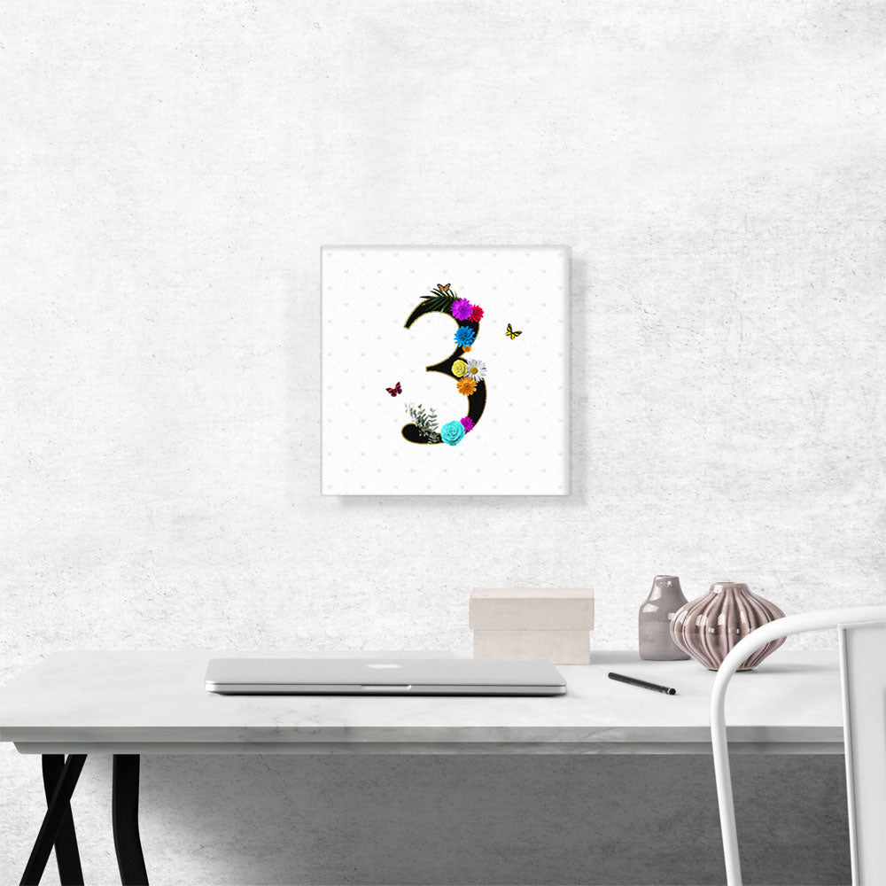 Flower Plant Butterfly Alphabet Number 3 Three Numeral