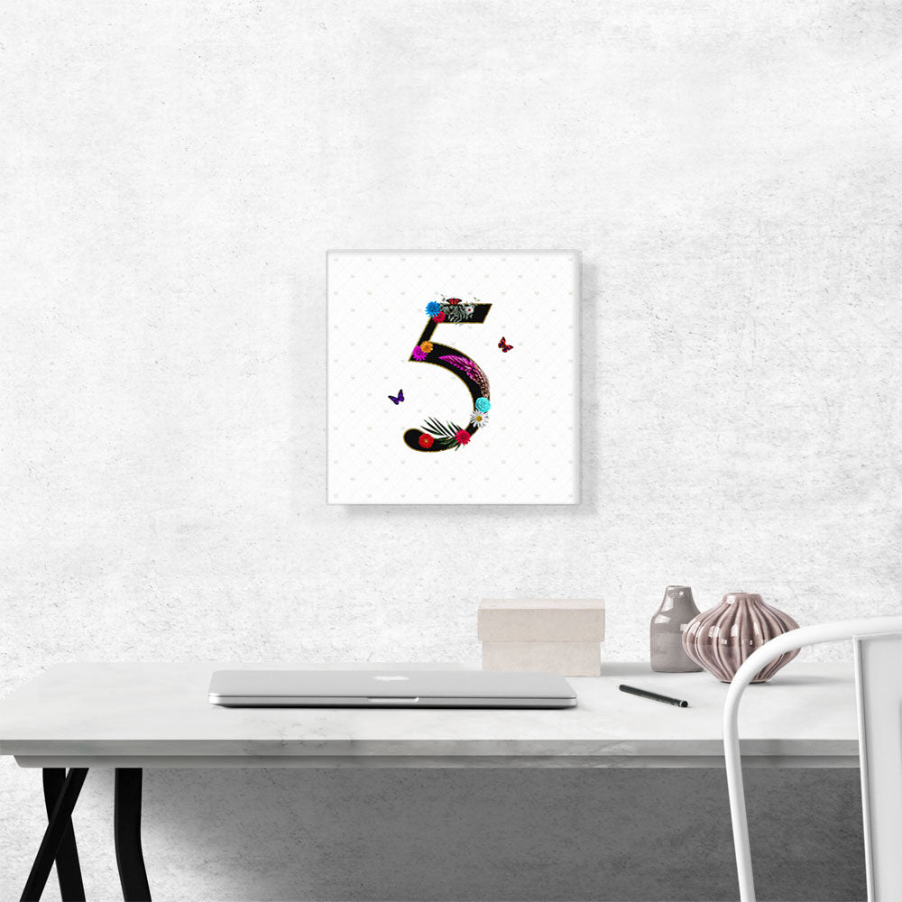 Flower Plant Butterfly Alphabet Number 5 Five Numeral