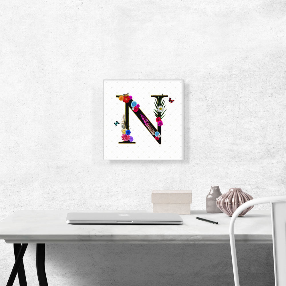 Flower Plant Butterfly Alphabet Letter N