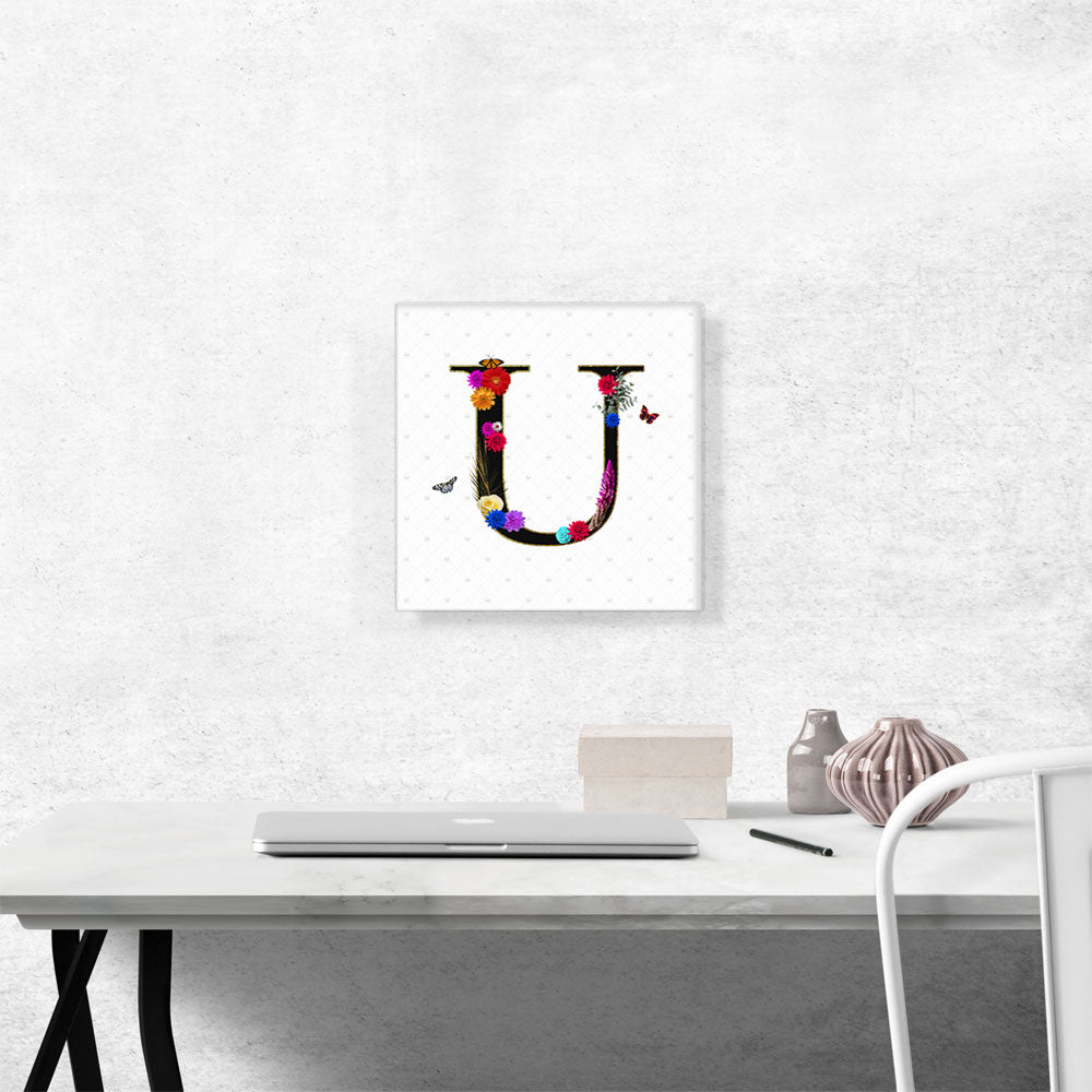 Flower Plant Butterfly Alphabet Letter U