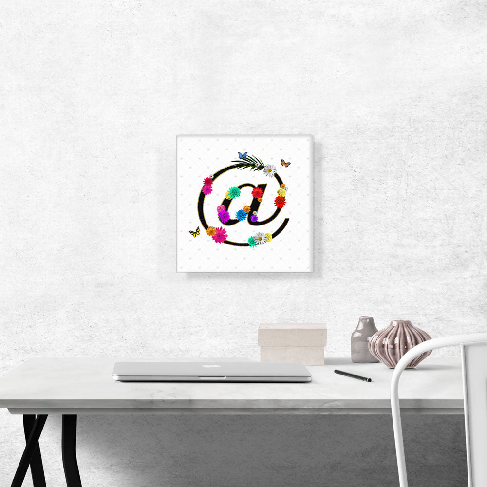 Flower Plant Butterfly Alphabet At Sign Symbol