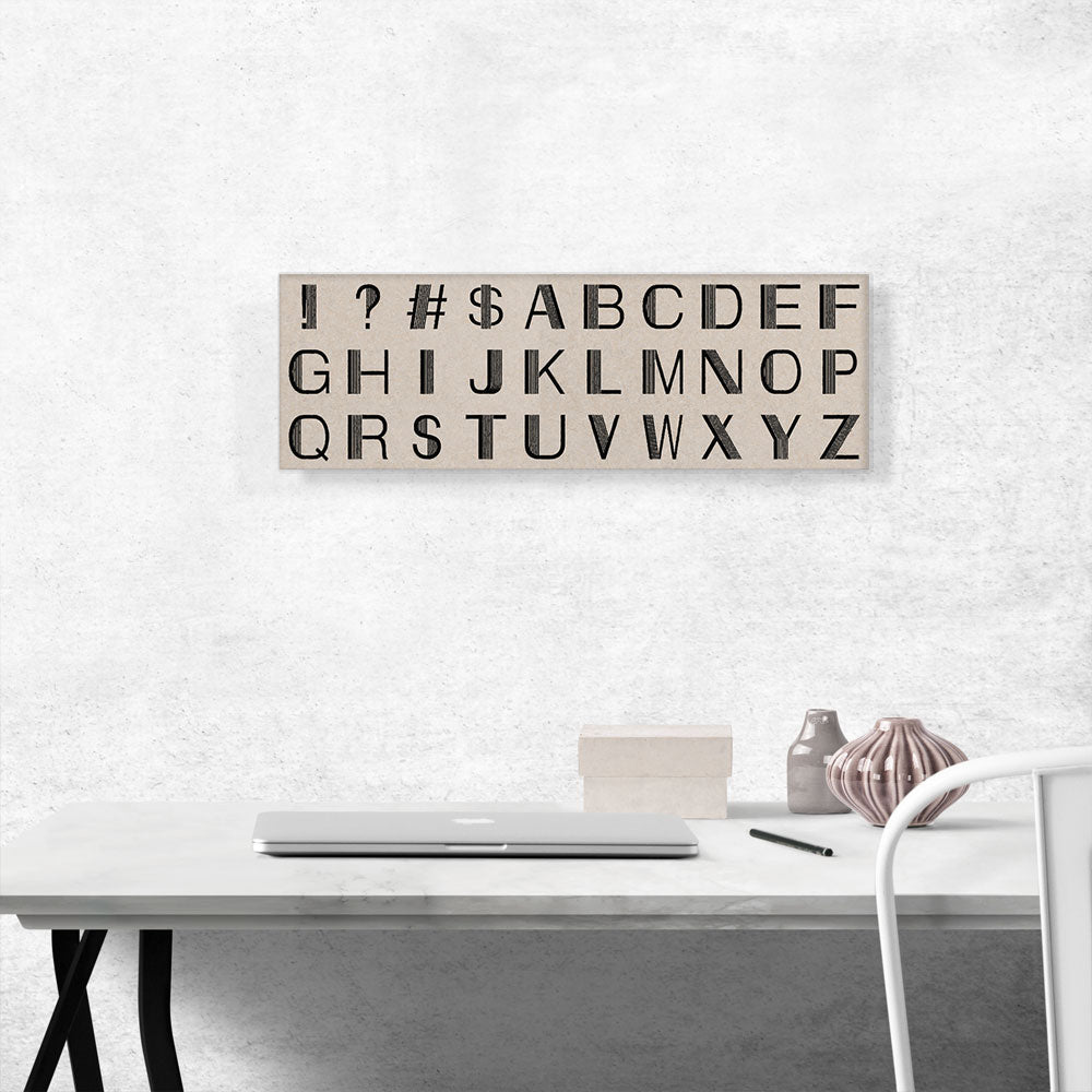 Beige Black Line Mid Century Modern Full Panoramic Alphabet
