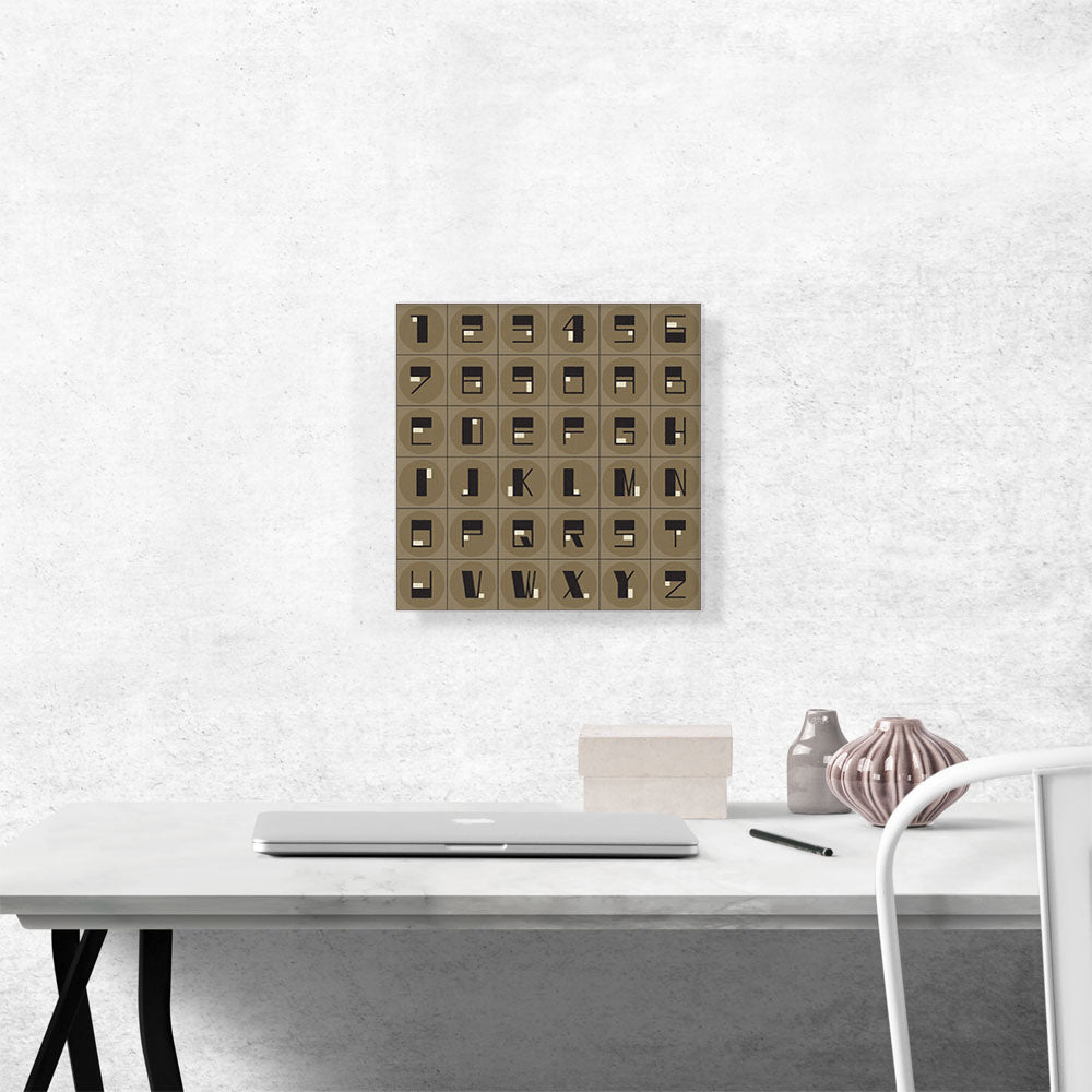 Beige Black Mid Century Modern Full Alphabet Square