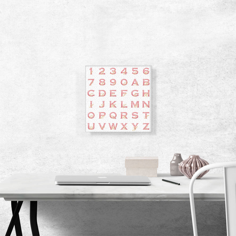 Chic Pink Gold Square Full Alphabet