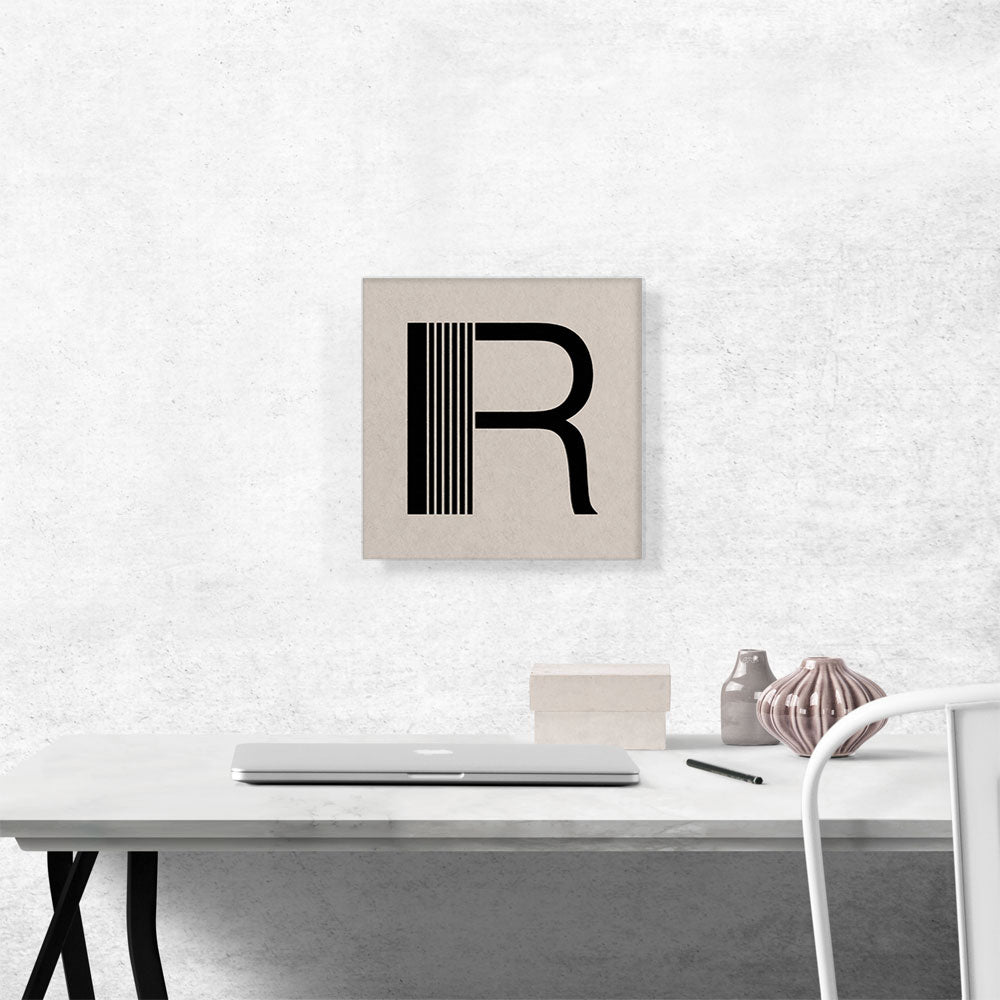 Beige Black Line Alphabet Letter R