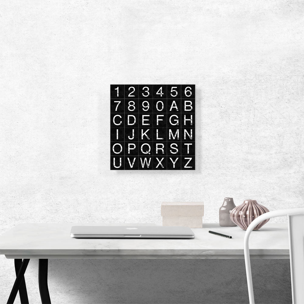Marble Black & White Square Full Alphabet Grid