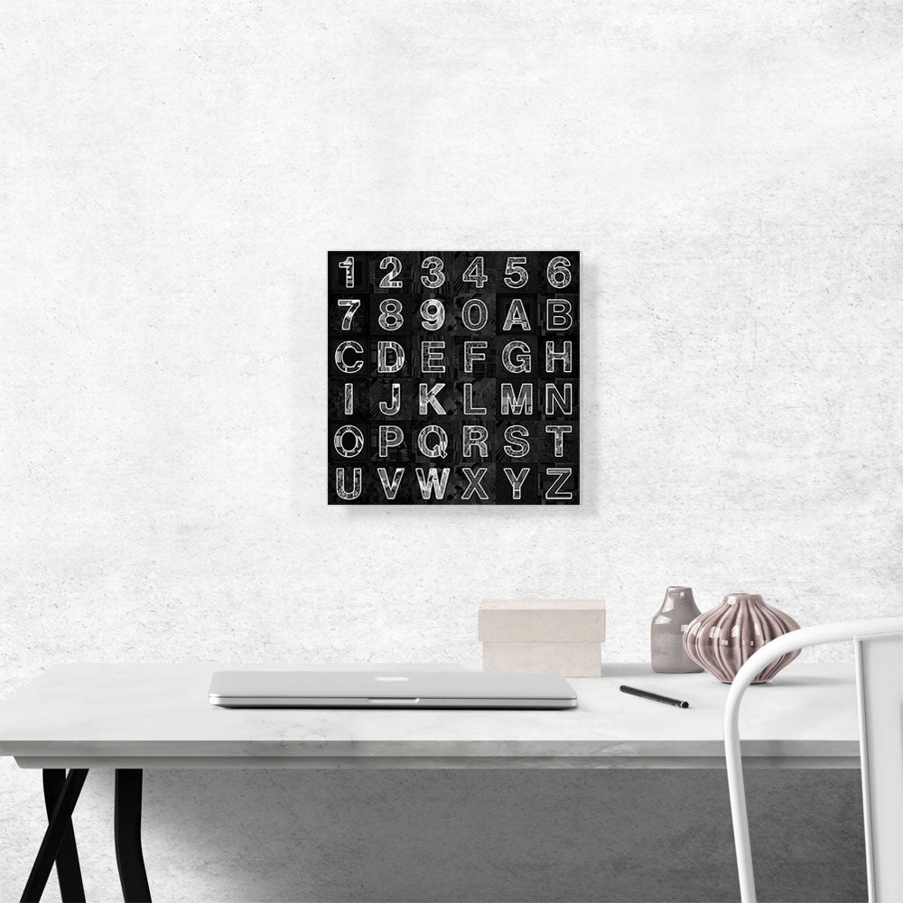 Modern Black & White Square Full Alphabet