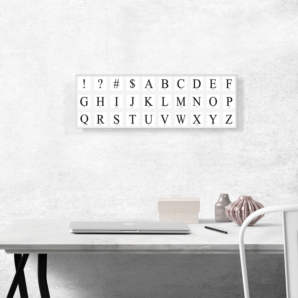 Modern Black White Gray Serif Panoramic Full Alphabet