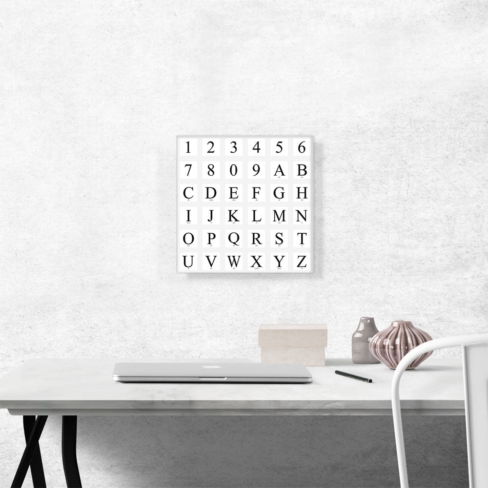 Modern Black White Gray Serif Square Full Alphabet