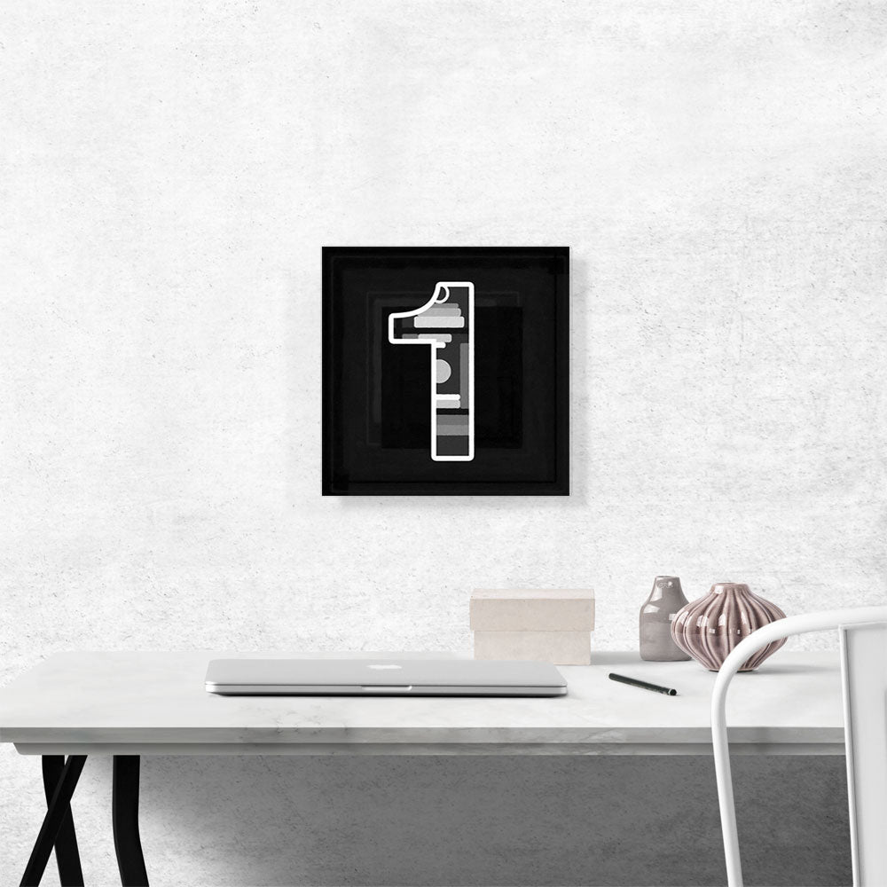 Modern Black White Alphabet Number 1 One Numeral