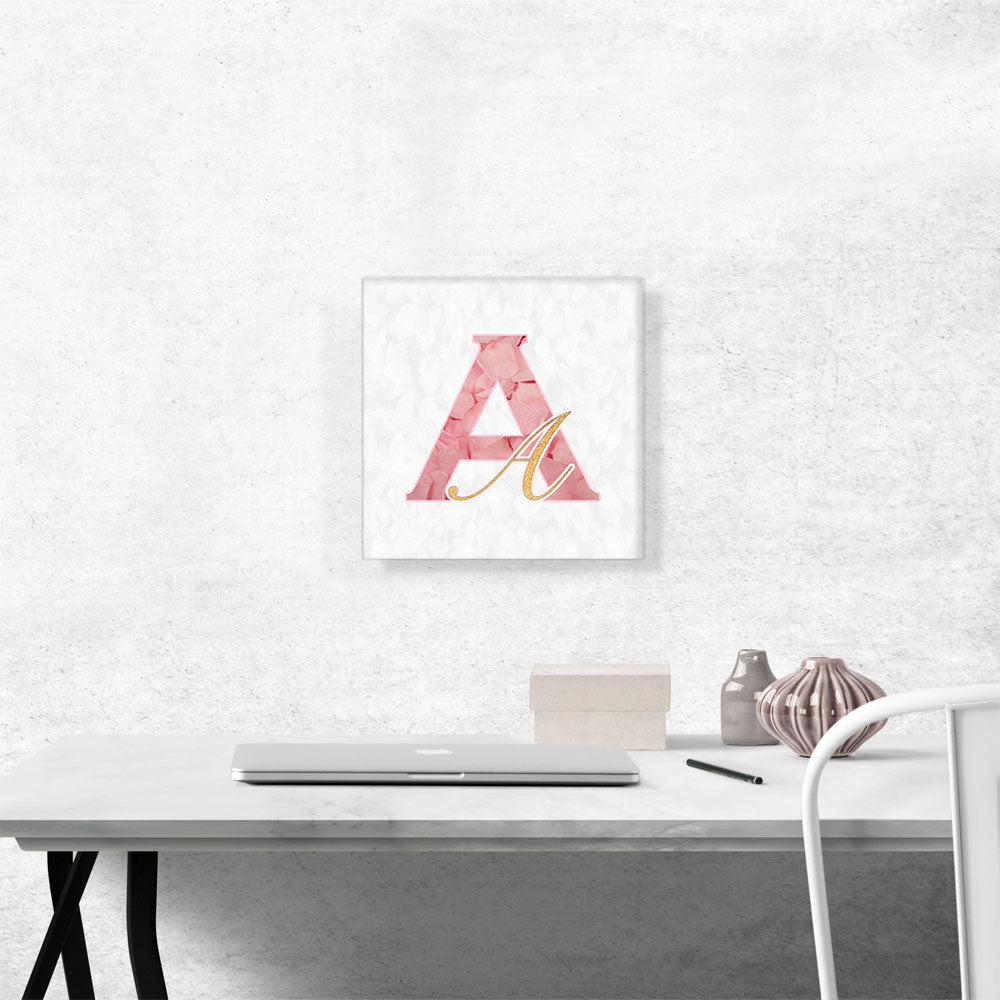 Chic Pink Gold Alphabet Letter A