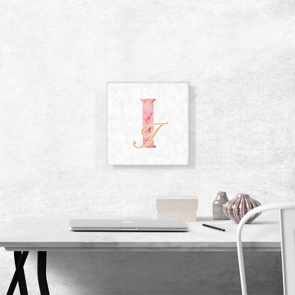 Chic Pink Gold Alphabet Letter I