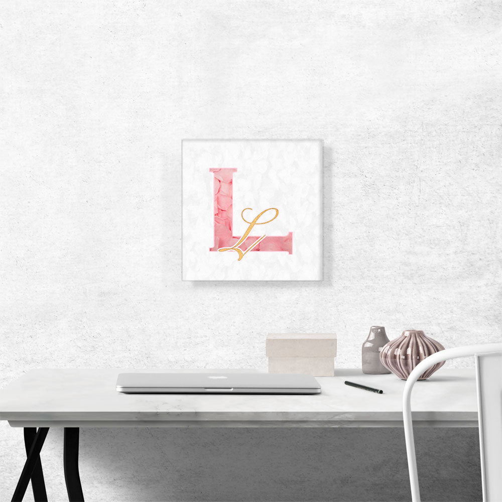 Chic Pink Gold Alphabet Letter L