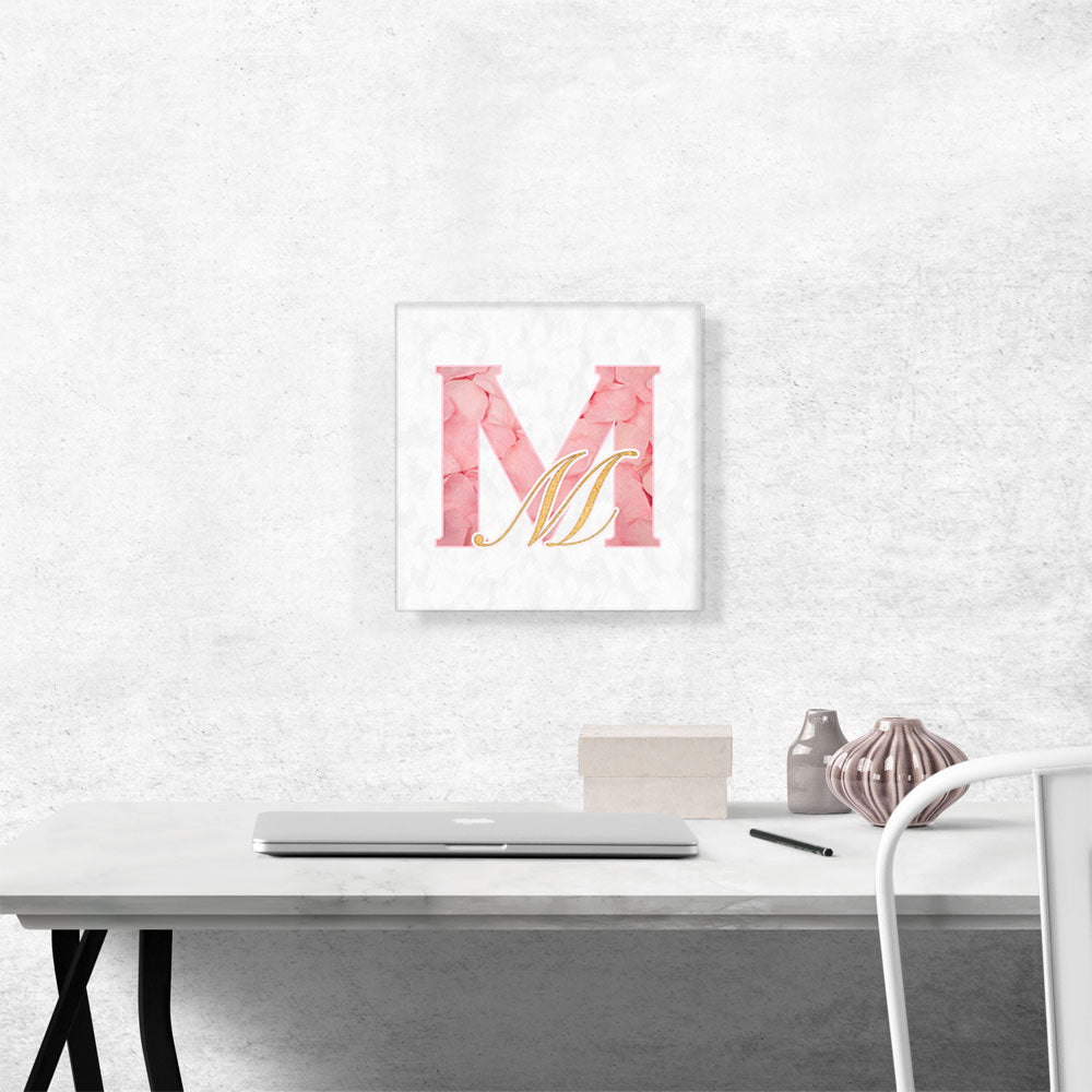 Chic Pink Gold Alphabet Letter M
