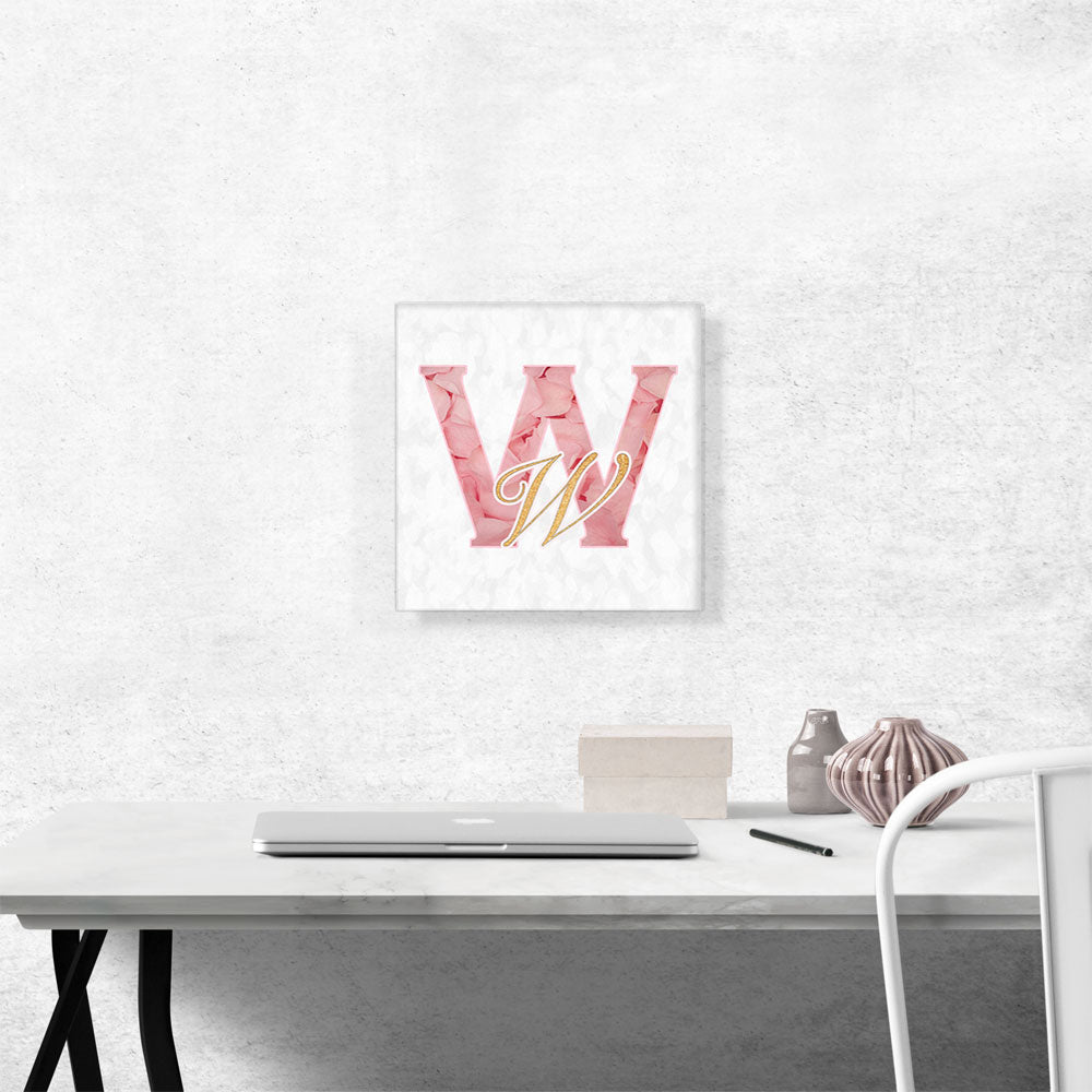 Chic Pink Gold Alphabet Letter W