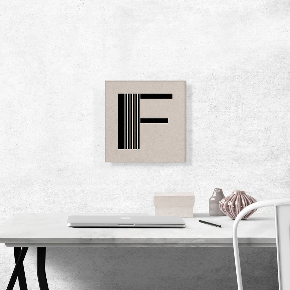 Beige Black Line Alphabet Letter F