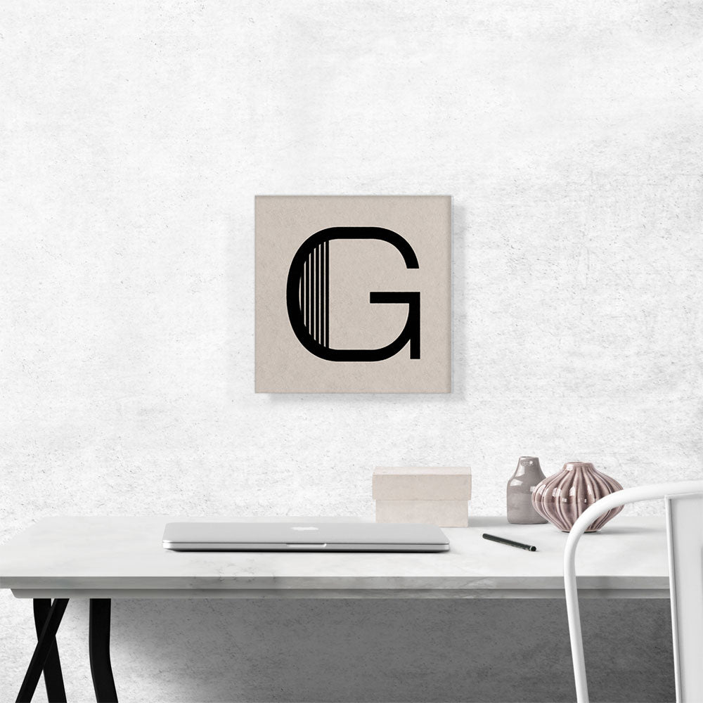 Beige Black Line Alphabet Letter G