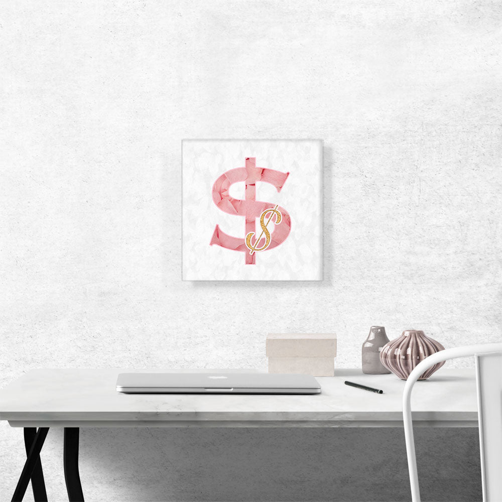 Chic Pink Gold Alphabet Dollar Sign Symbol