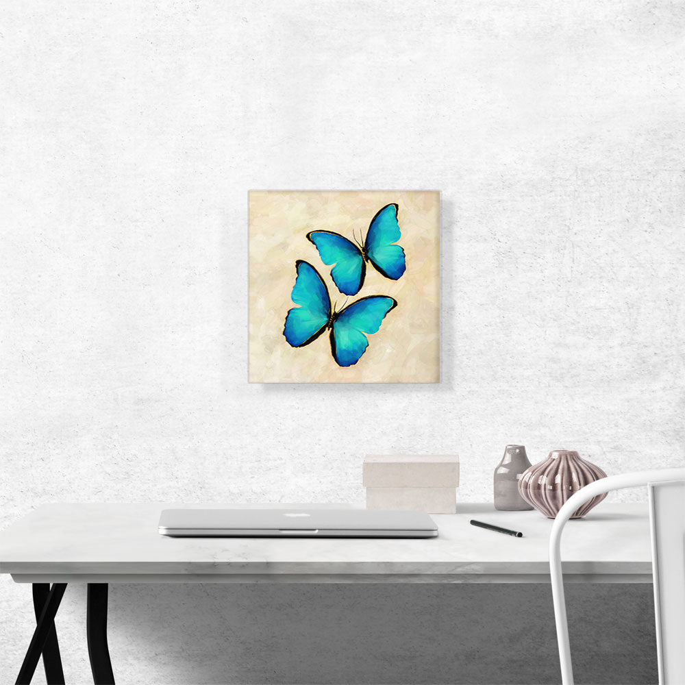 Two Blue Butterfly Wings Insect Tan