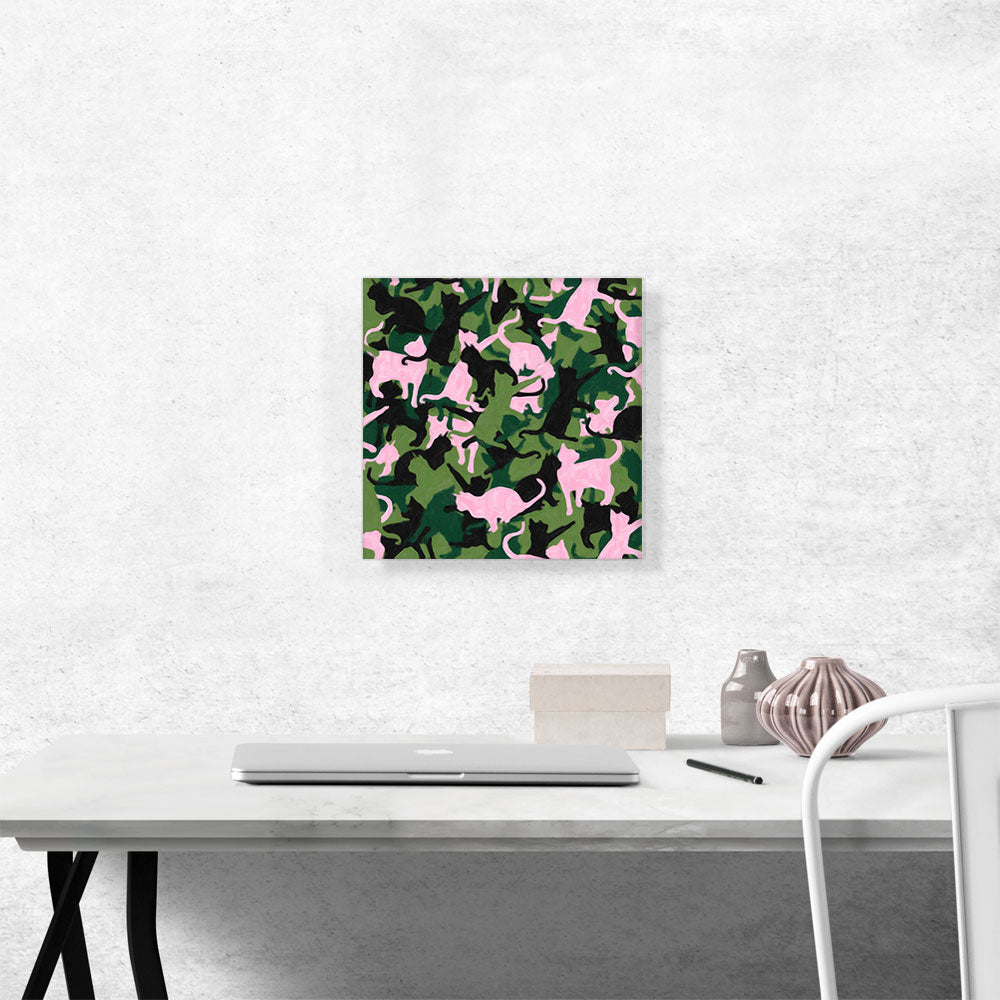 Army Green Pink Black Camo Camouflage Cat Kitten Pattern