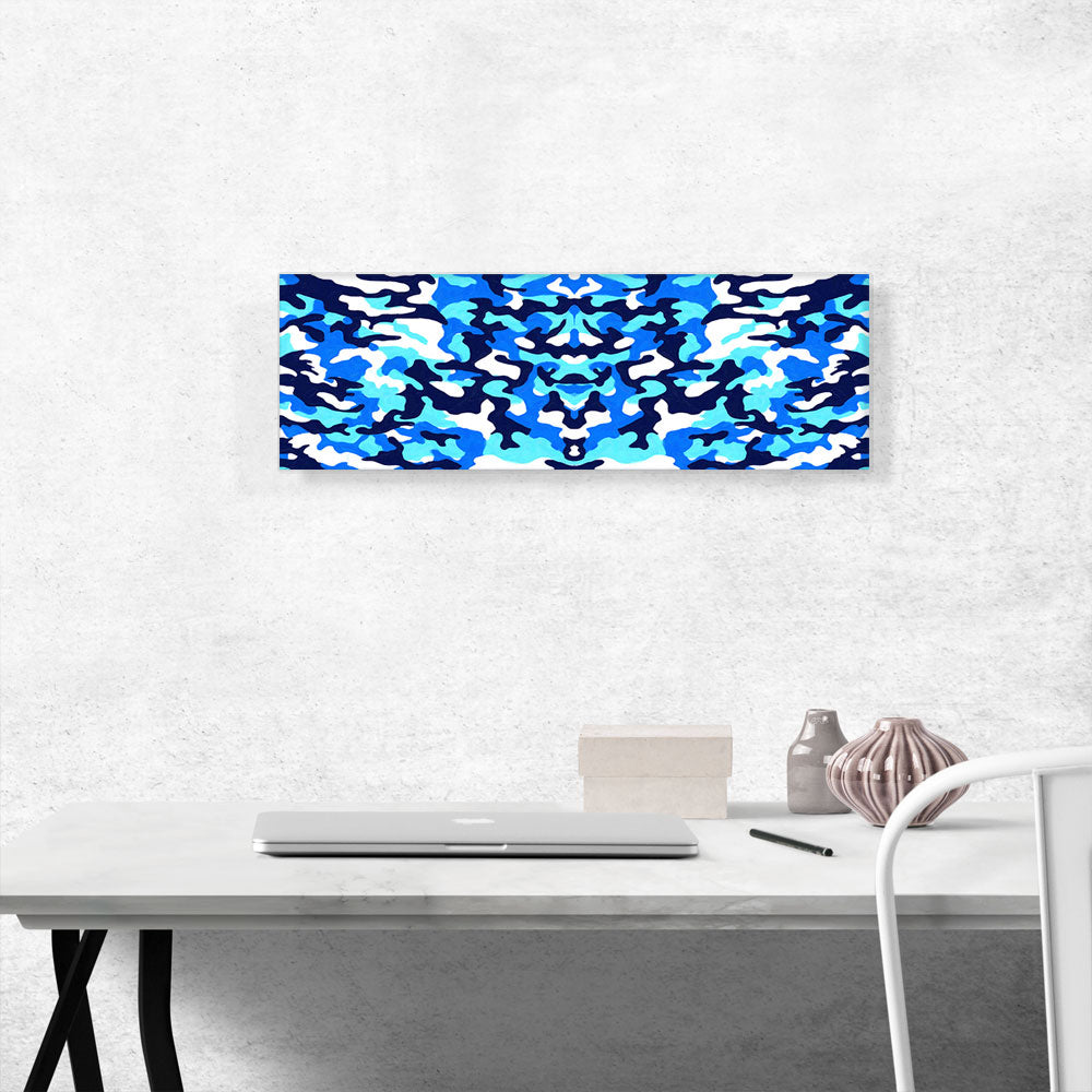 Navy Blue Baby White Teal Camo Panoramic Camouflage Pattern