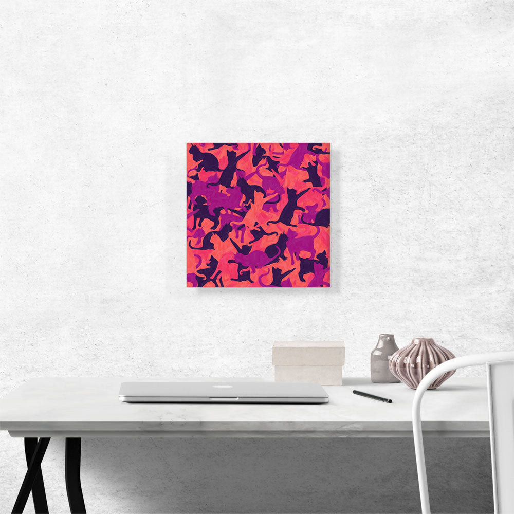 Peach Pink Purple Black Camo Camouflage Cat Kitten Pattern