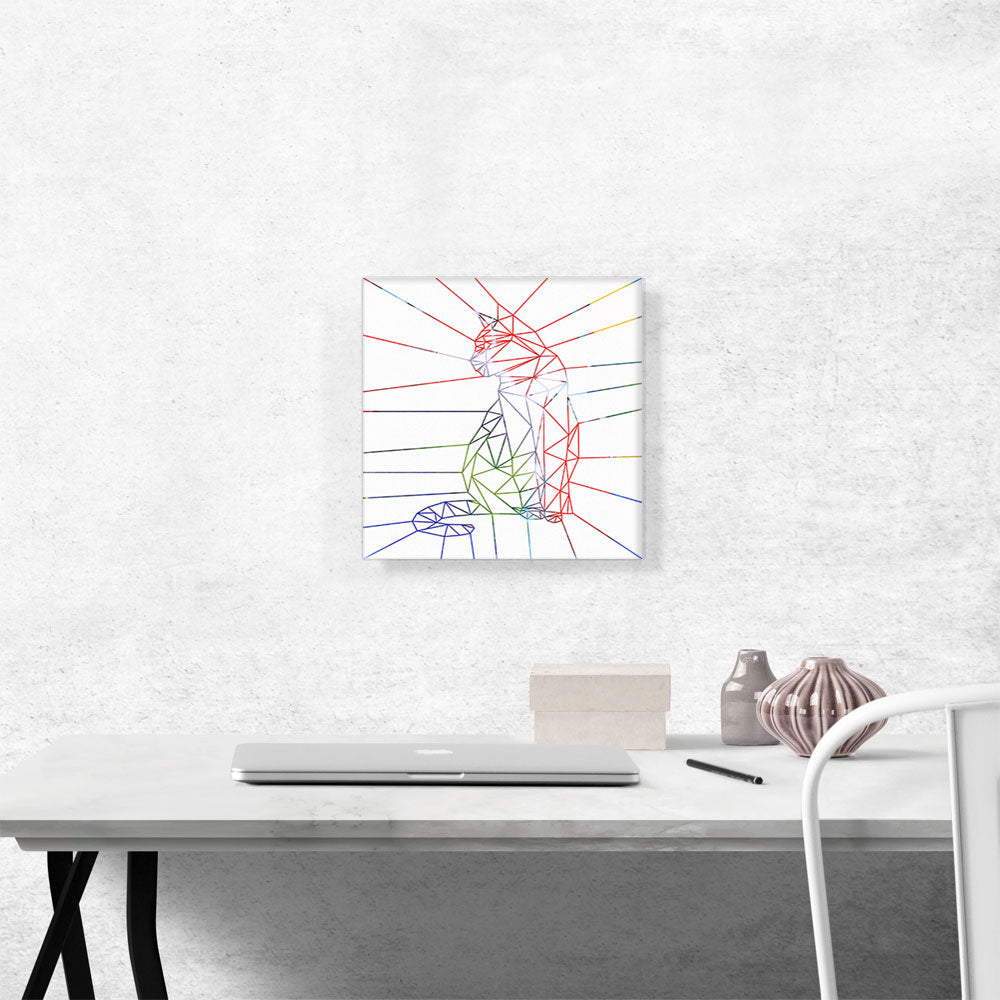 Colorful Geometric Cat Line