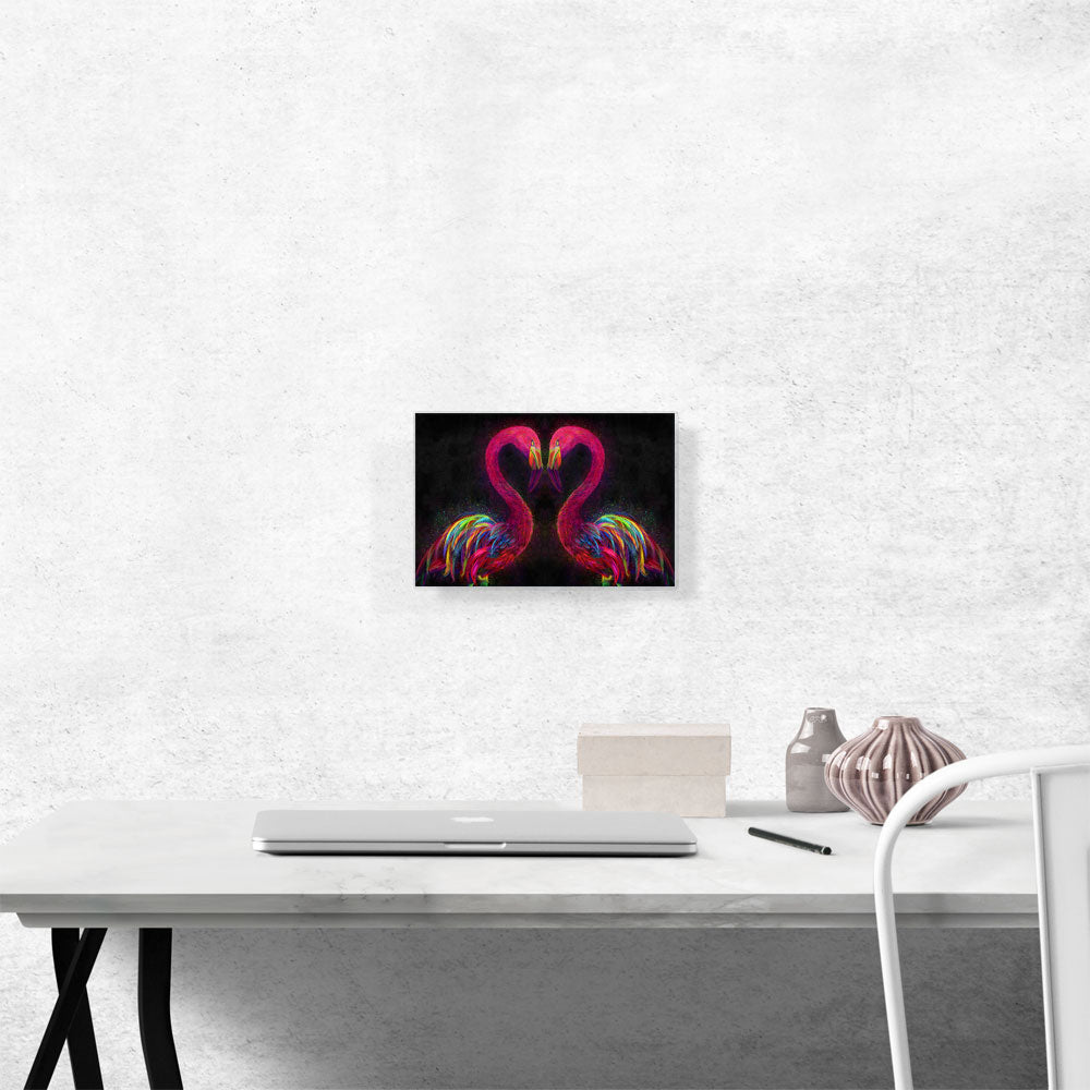 Two Pink Flamingos Birds Love Lovers Heart
