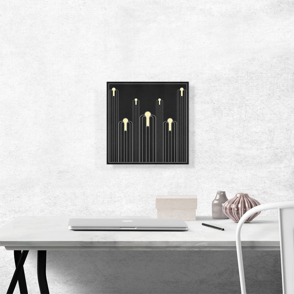Art Deco Tan Black Gray Design on Square