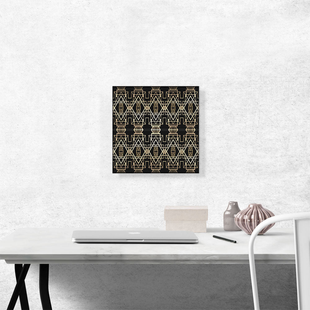 Art Deco Tan Design on Black Square