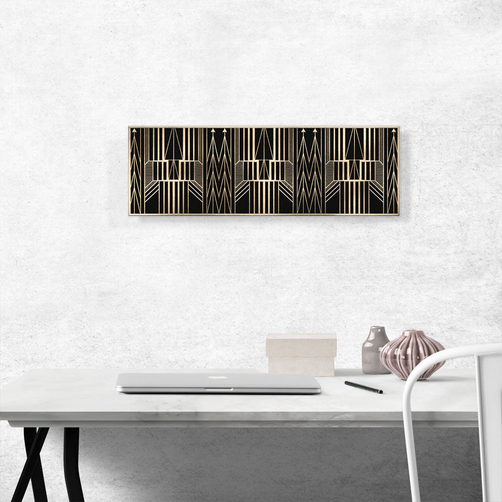 Art Deco Tan Yellow Geometric Design Panoramic