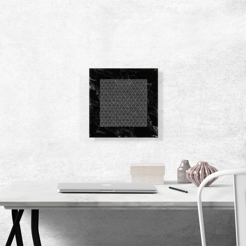 Art Deco White Geometric Design on Black