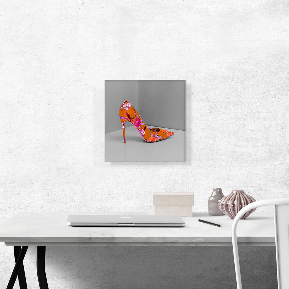 Orange Modern High Heels Shoe Stiletto Flower Pattern