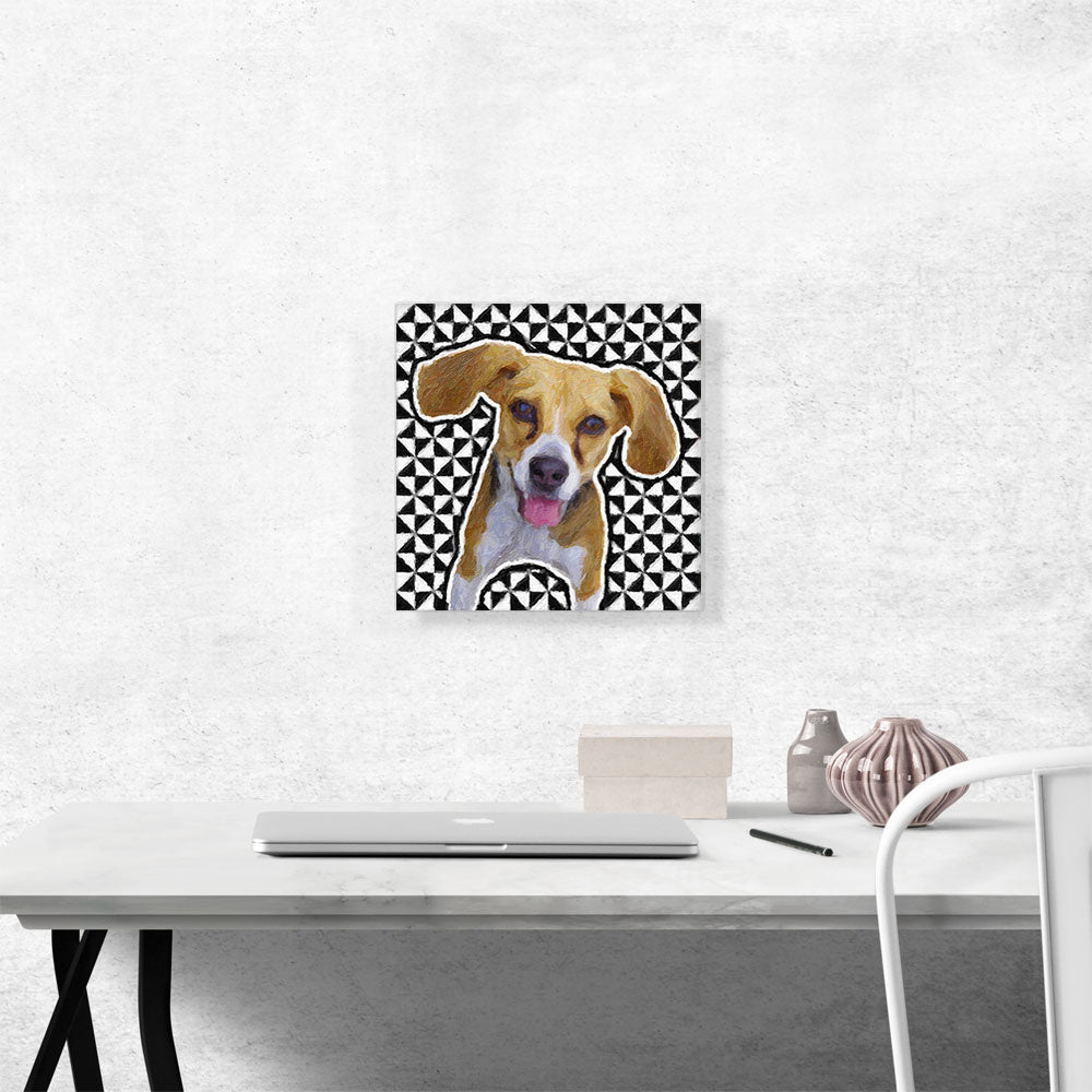 Harrier Dog Breed Black White Geometric