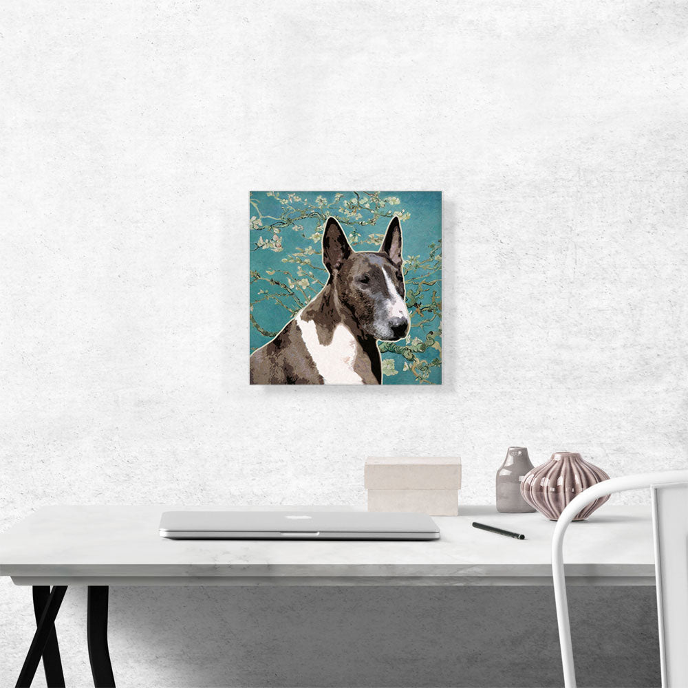 Bull Terrier Dog Breed Teal White Flowers