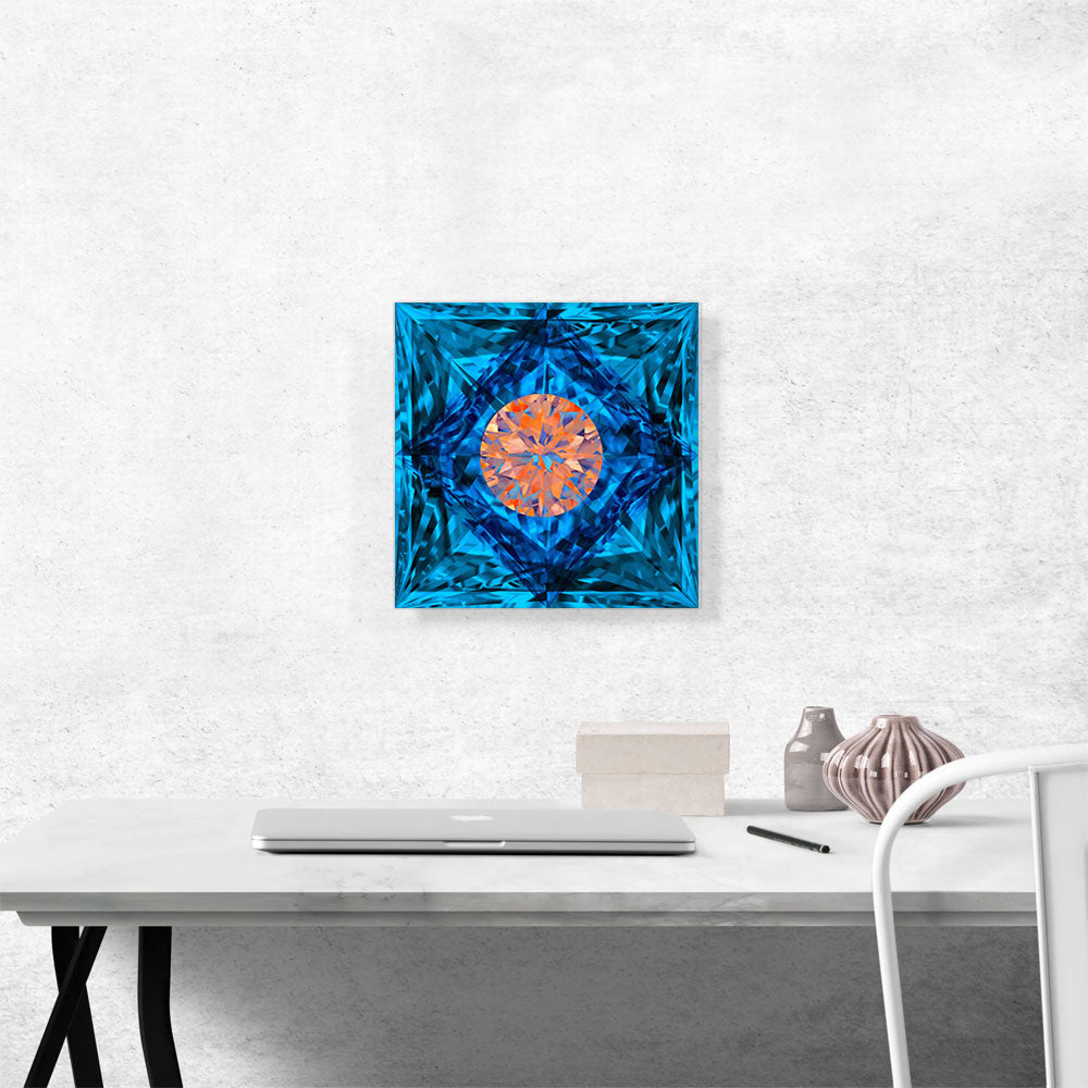 Blue Orange Princess Cut Diamond Jewel