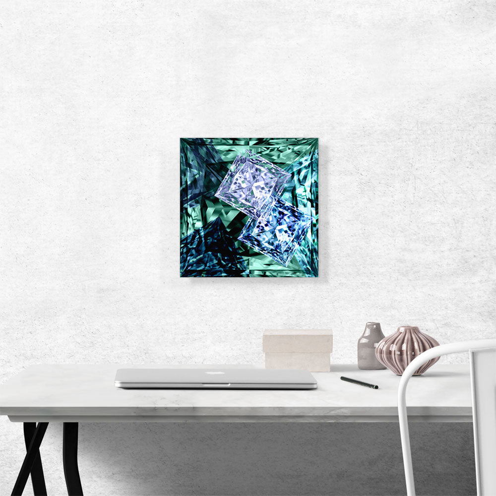 Blue Purple Green Princess Cut Diamond Jewel