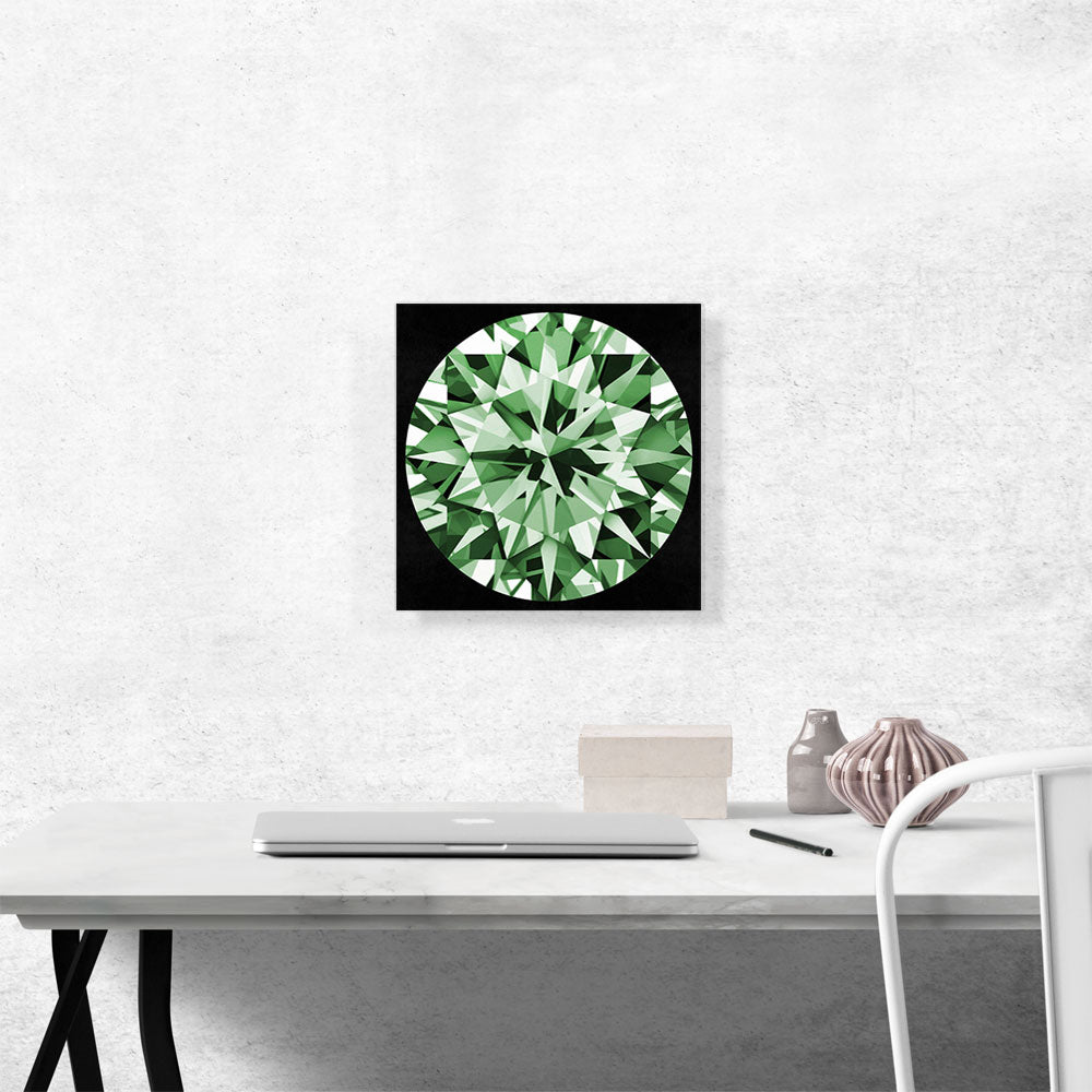 Green on Black Round Brilliant Cut Diamond Jewel