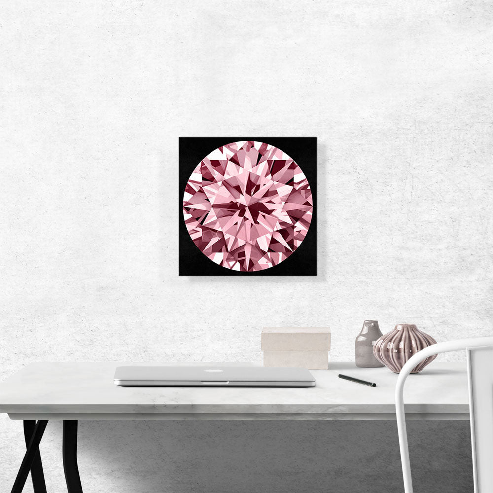 Hot Pink on Black Round Brilliant Cut Diamond Jewel