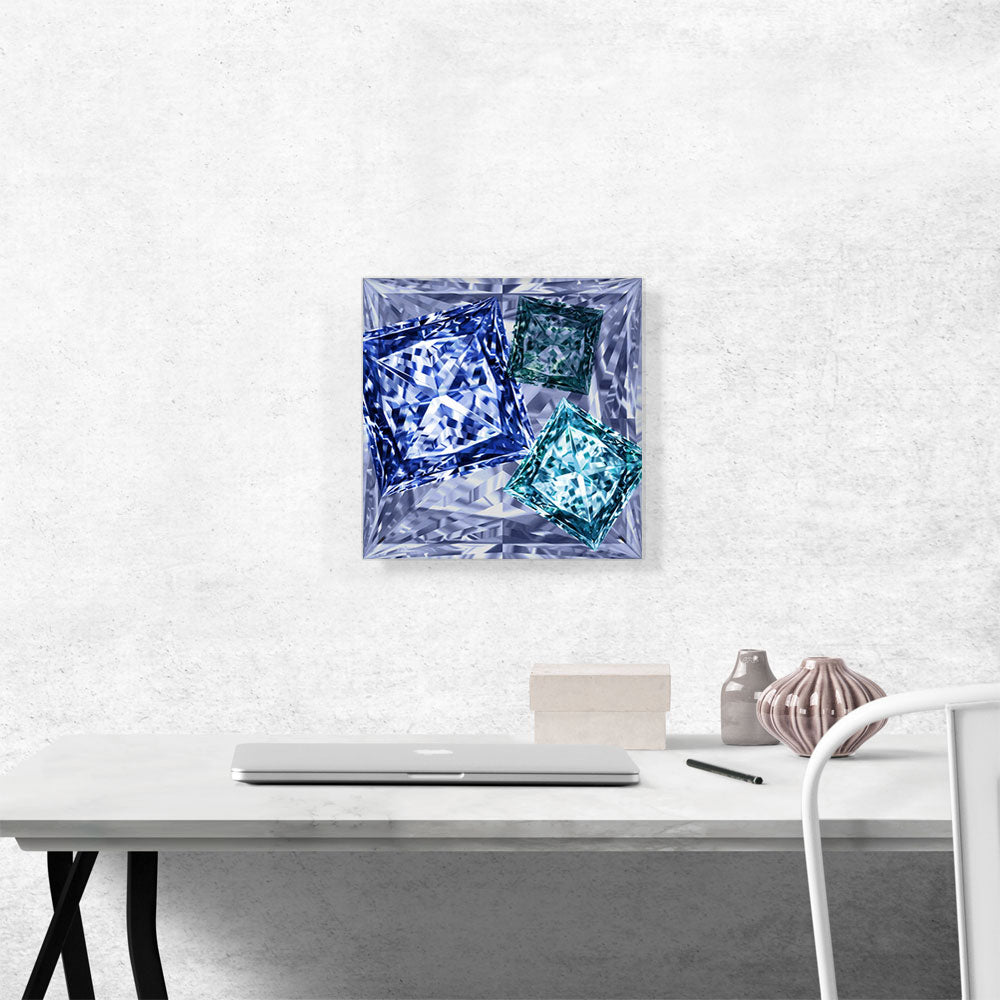 Violet Blue Teal Princess Cut Diamond Jewel