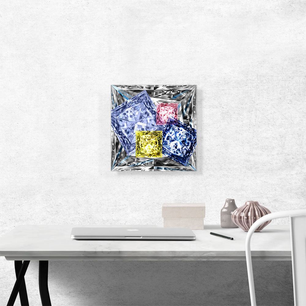 White Gray Purple Yellow Princess Cut Diamond Jewel