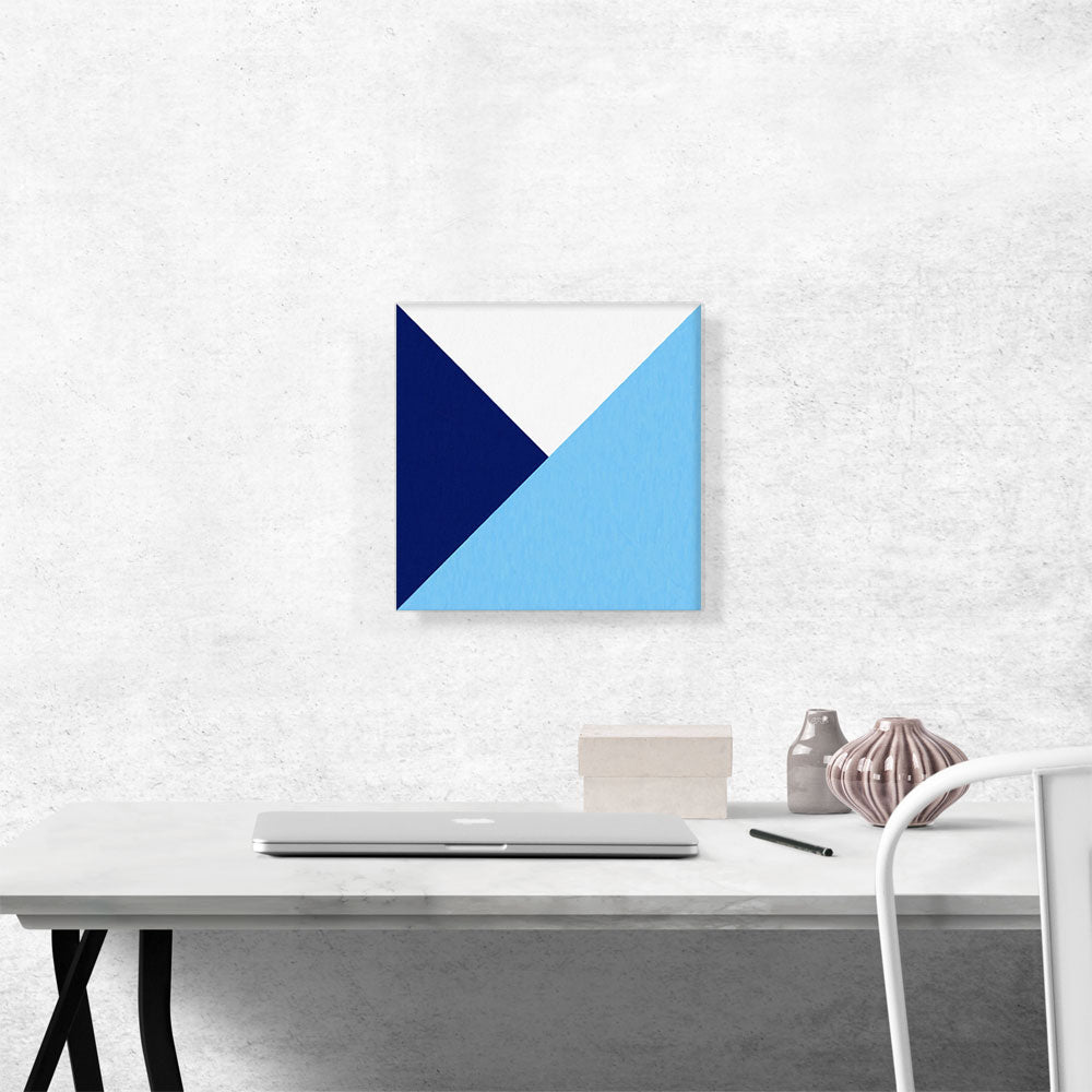 Mid-Century Modern Blue and White Triangles