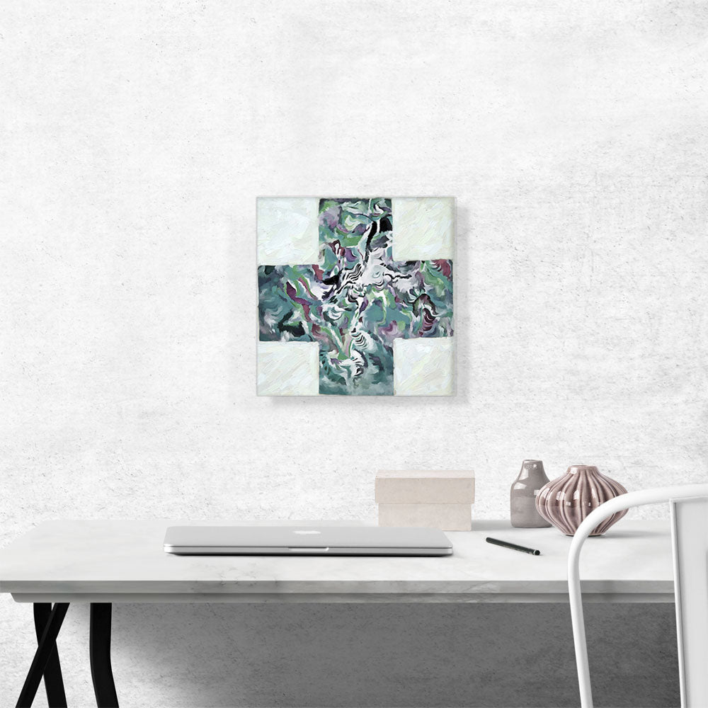 Modern Teal Cross Zebra in a Forest