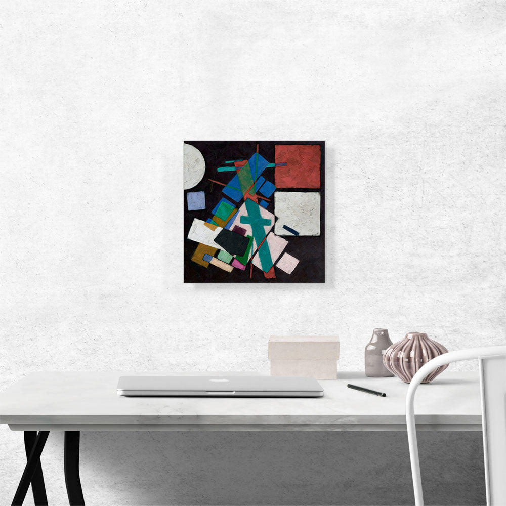Modern Dark Composition of Rectangles and a Circle