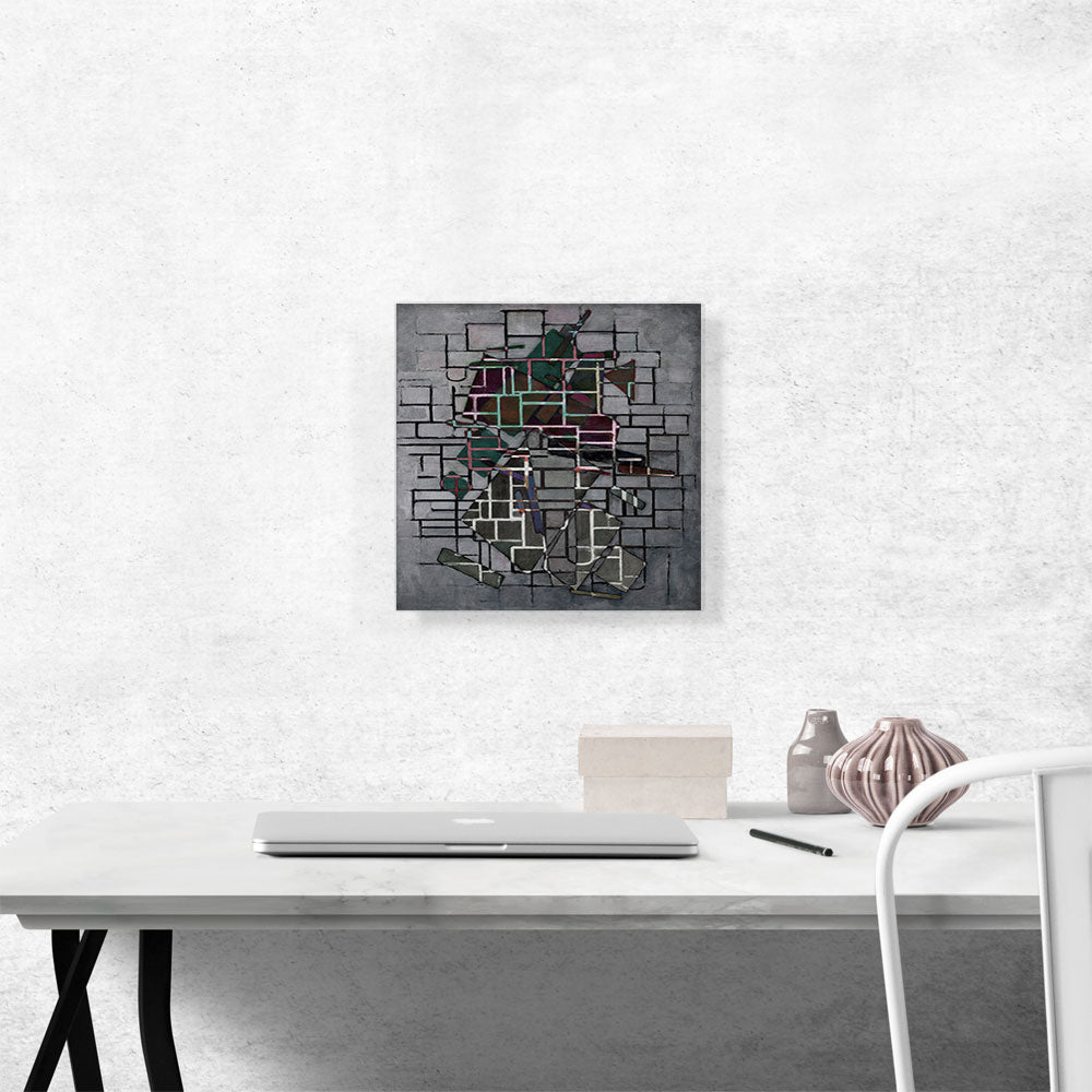 Modern Line Network Over Rectangles Light Gray