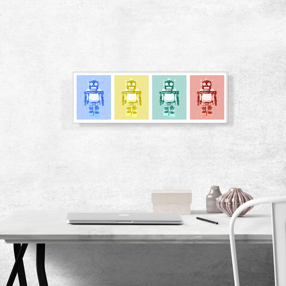 Modern Vintage Robot in Blue, Yellow, Green, and Red