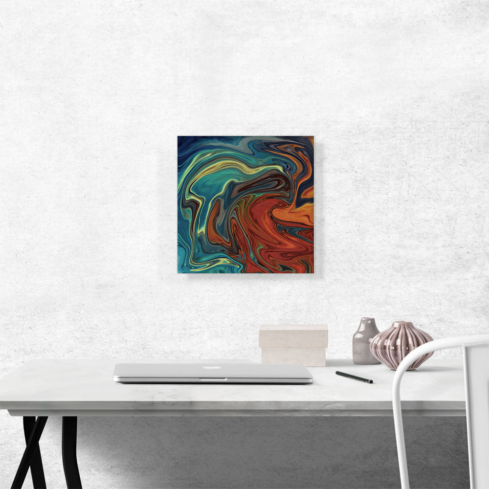 Teal and Orange Melted Wave Square
