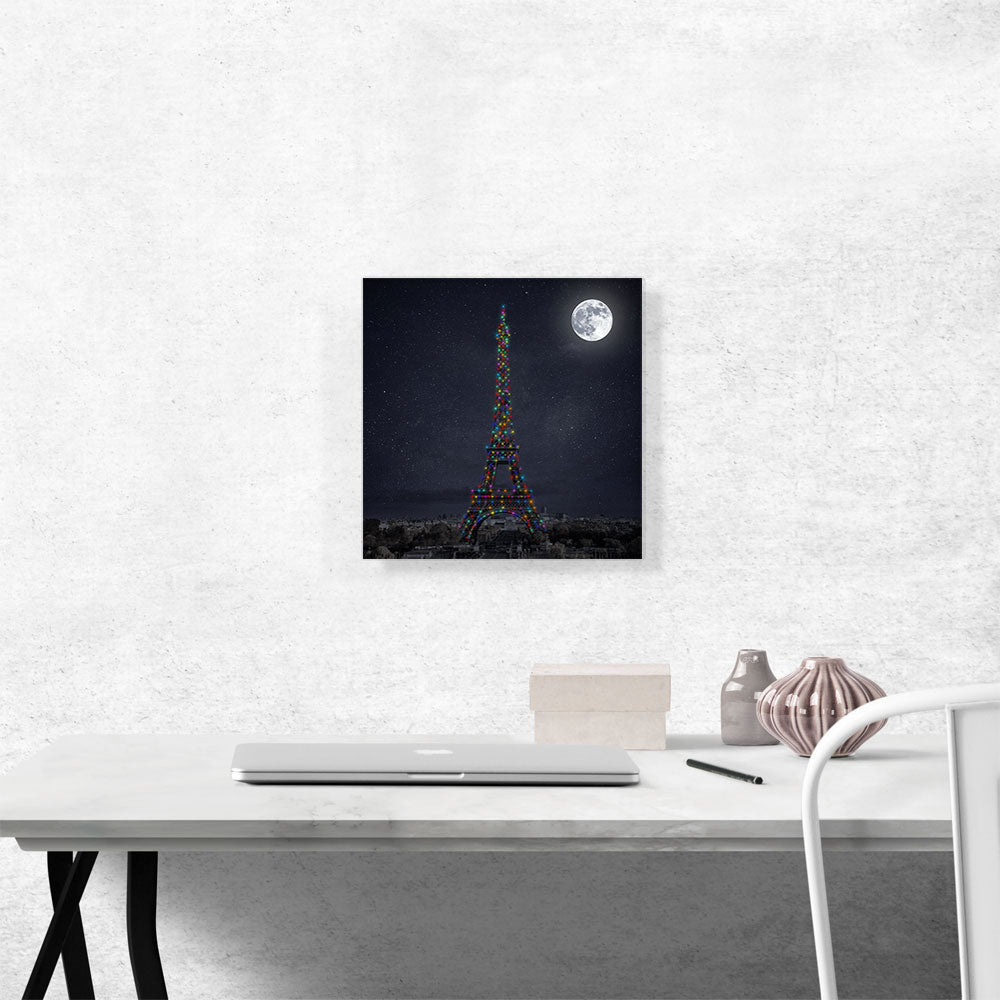 Paris France Eiffel Tower Christmas Holliday Lights Dark Night