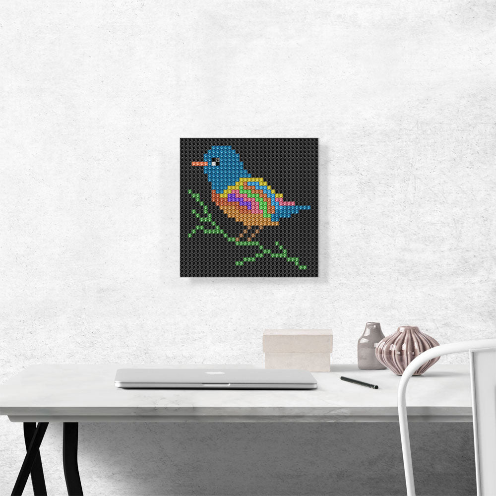Bird Black Color Grid Jewel Pixel