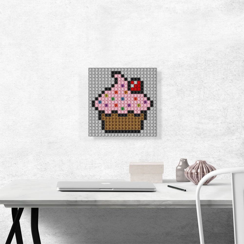 Pink Cupcake Emoticon Cake Cherry Jewel Pixel